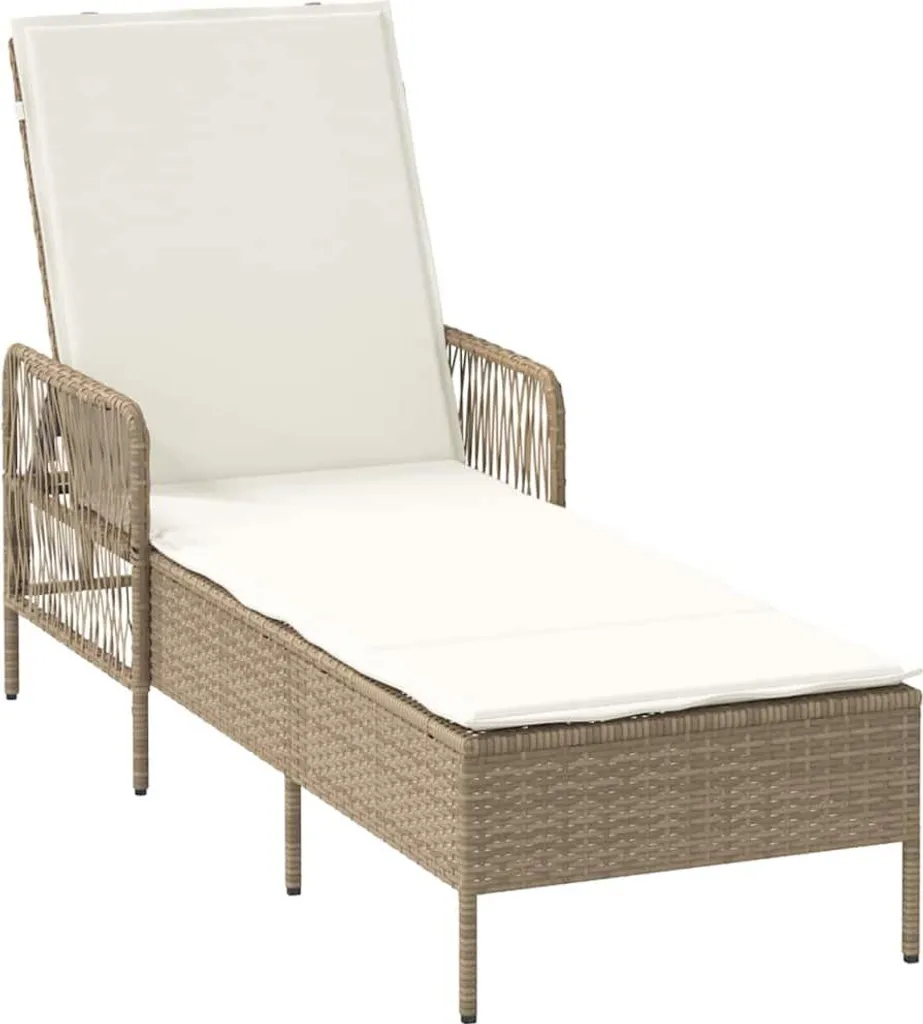 vidaXL Lettino Outdoor Design Beige | 157 x 55 x 92 cm Poly-rattan