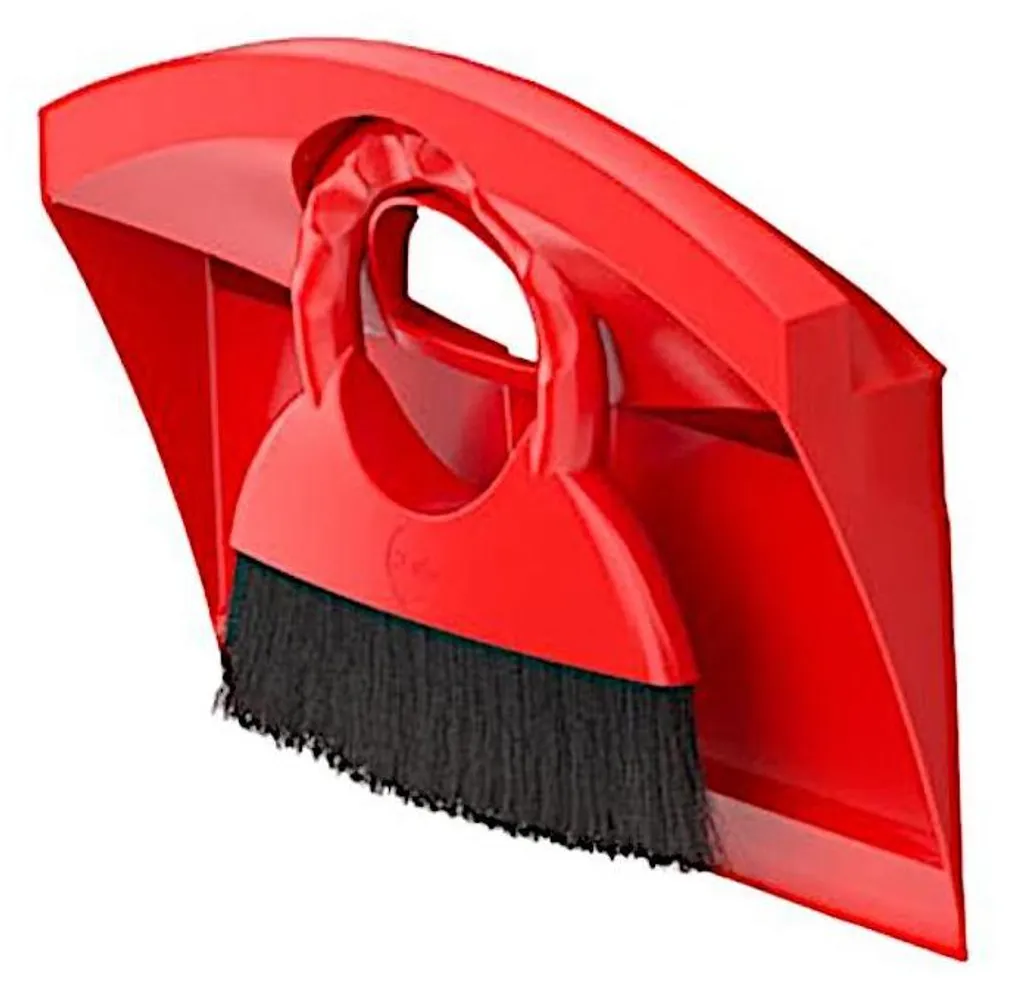 Set pelle et balayette de ménage Hailo rouge en plastique ergonomique