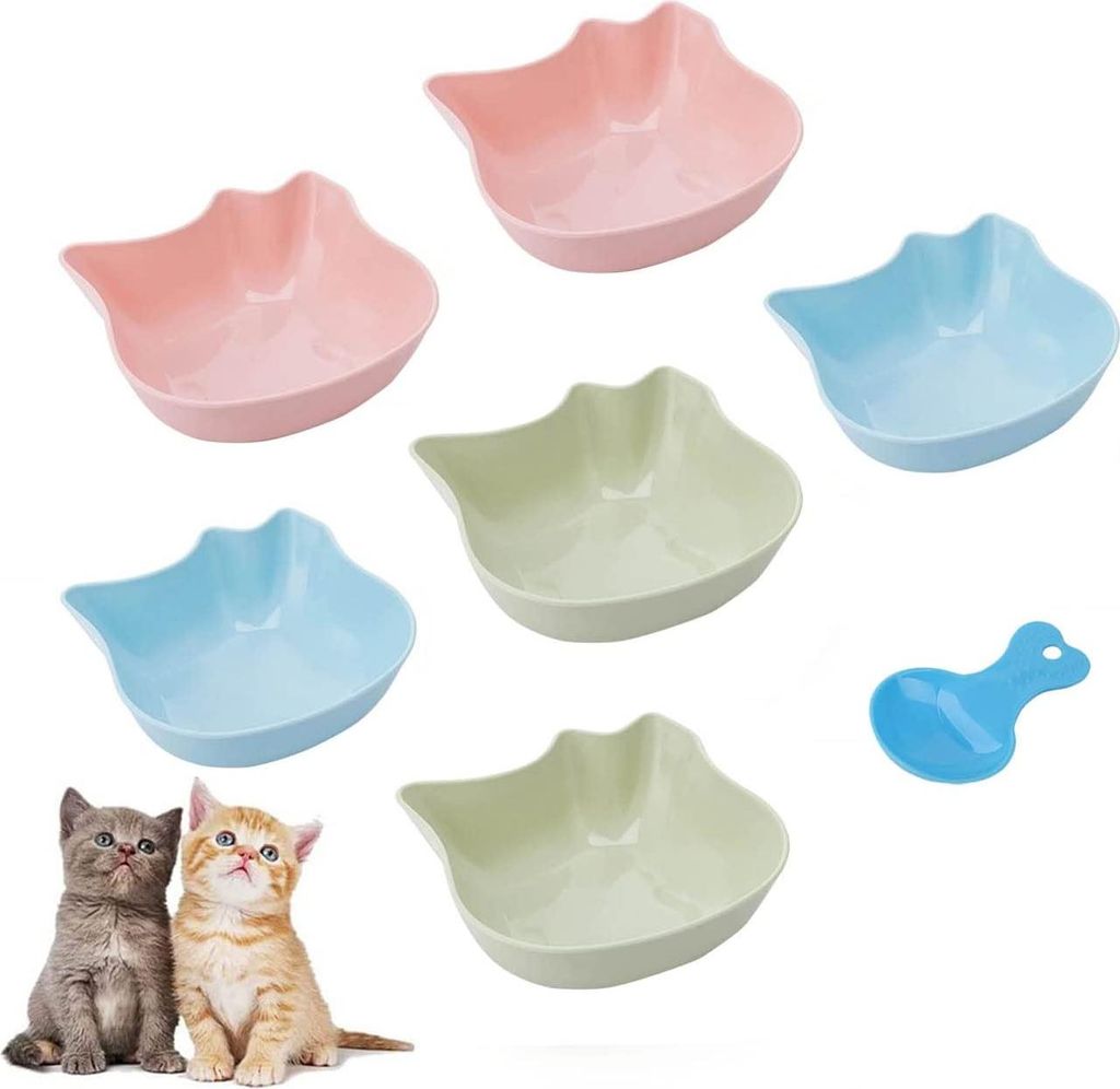 Set von 6 rutschfesten Katzennäpfen - Multifunktionale Futterstation für Haustiere