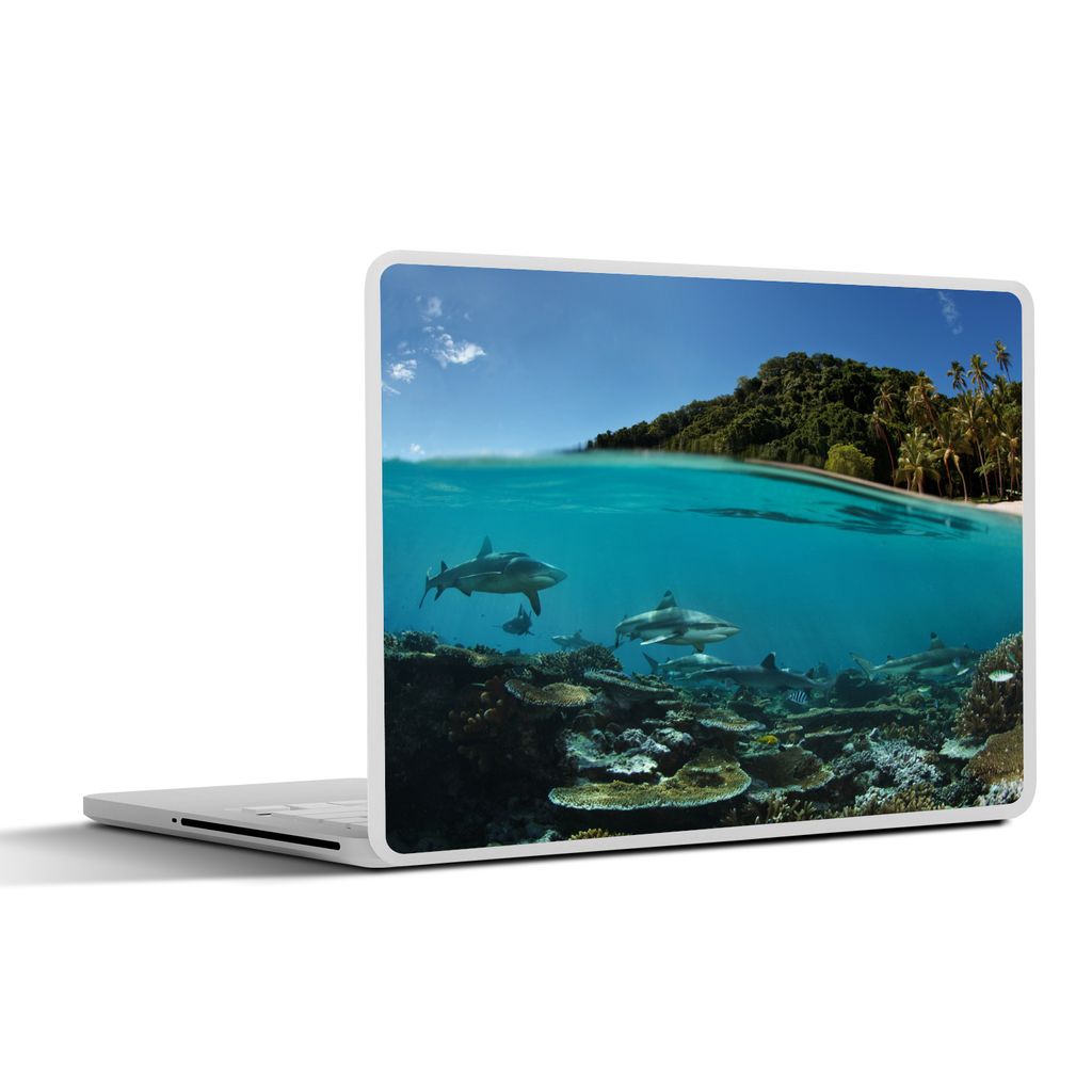 MuchoWow Laptop Aufkleber Sticker Cover Korallen - Haie - Meer 36.5x27.5 cm - Laptop-Sticker