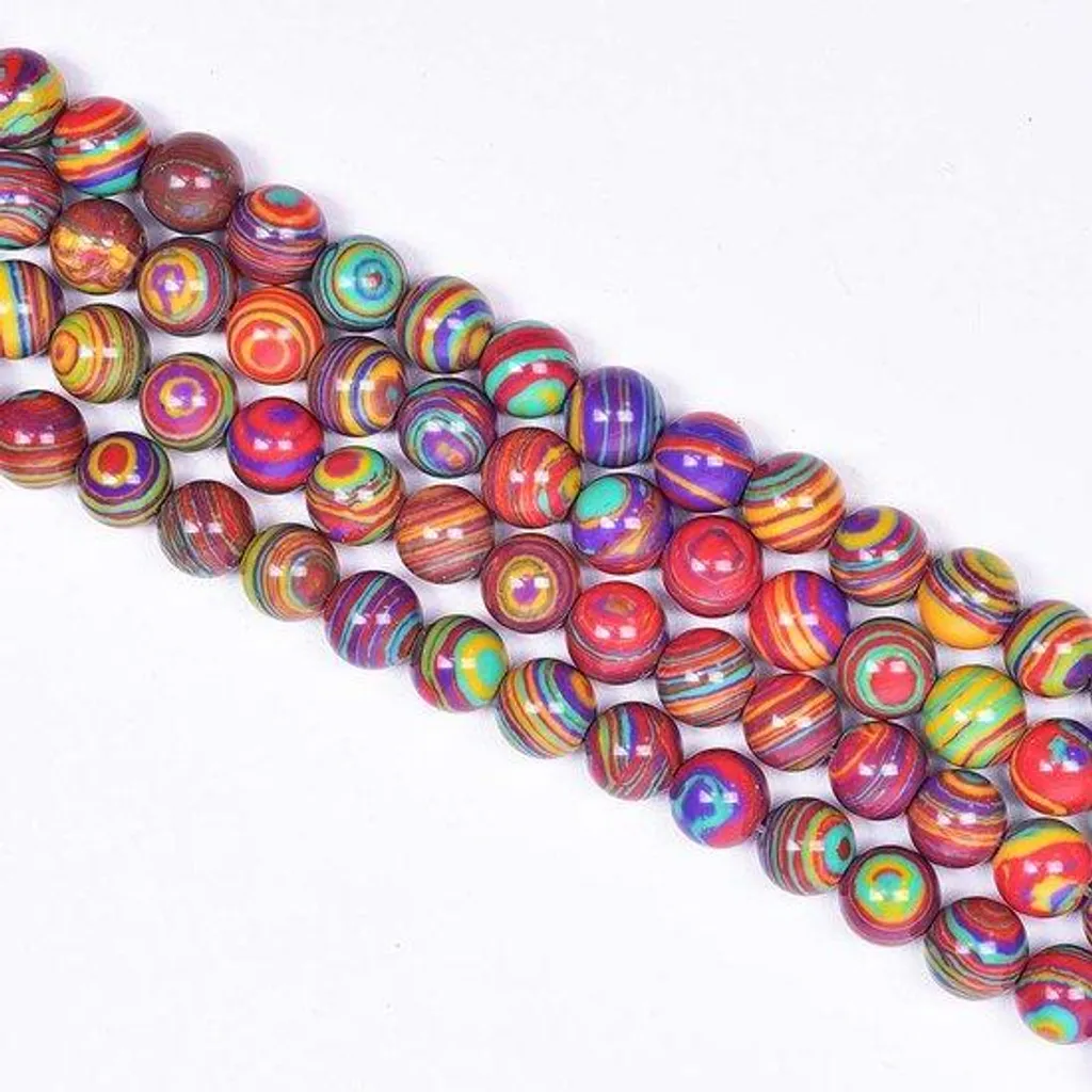 Perles malachite synthétique 10mm calibrées pour créations bijoux pro