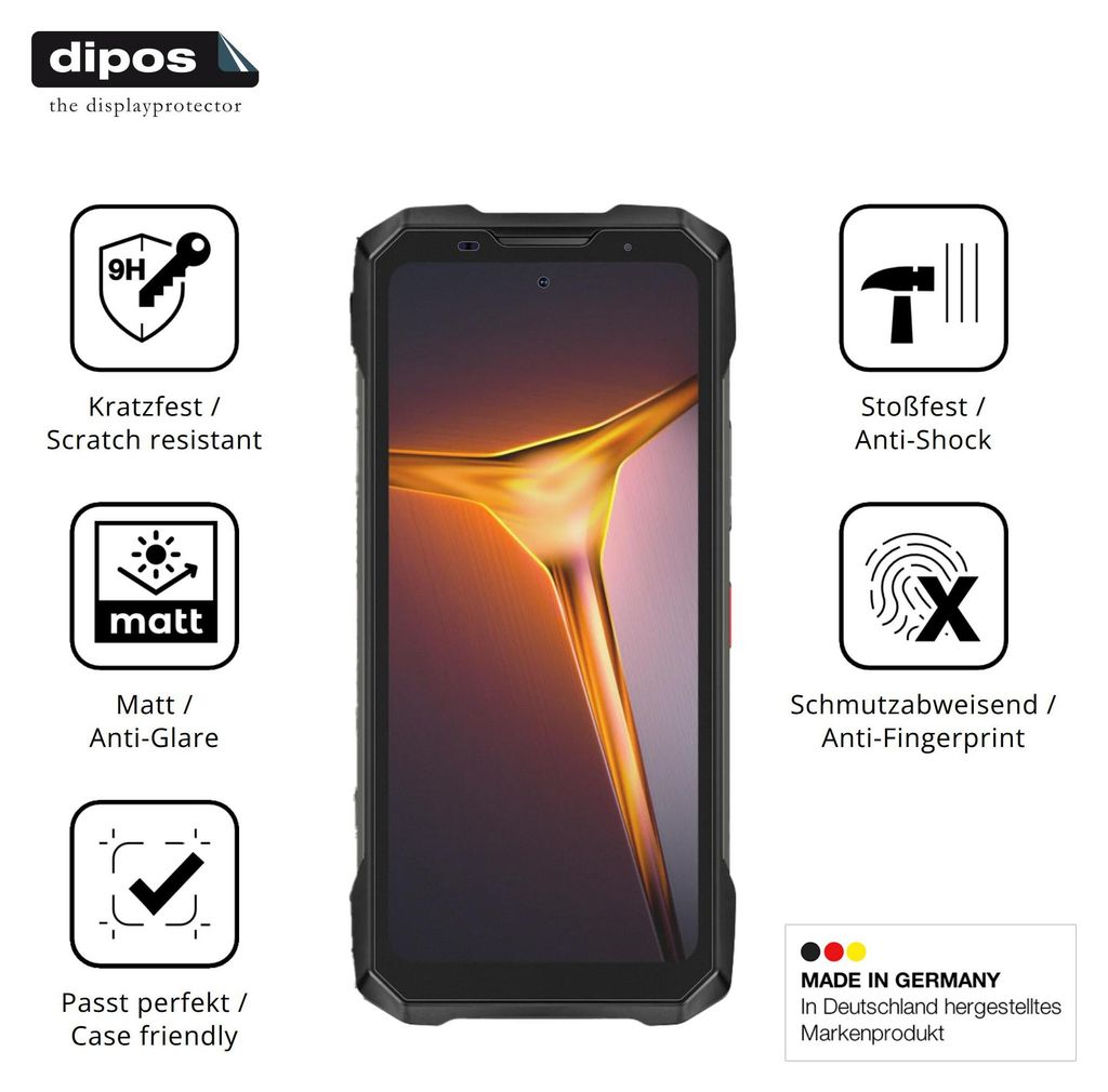 2x Schutzfolie für Doogee V Max 2 Pro matt - Anti-Shock 9H Folie dipos Glass Kunststoffglas