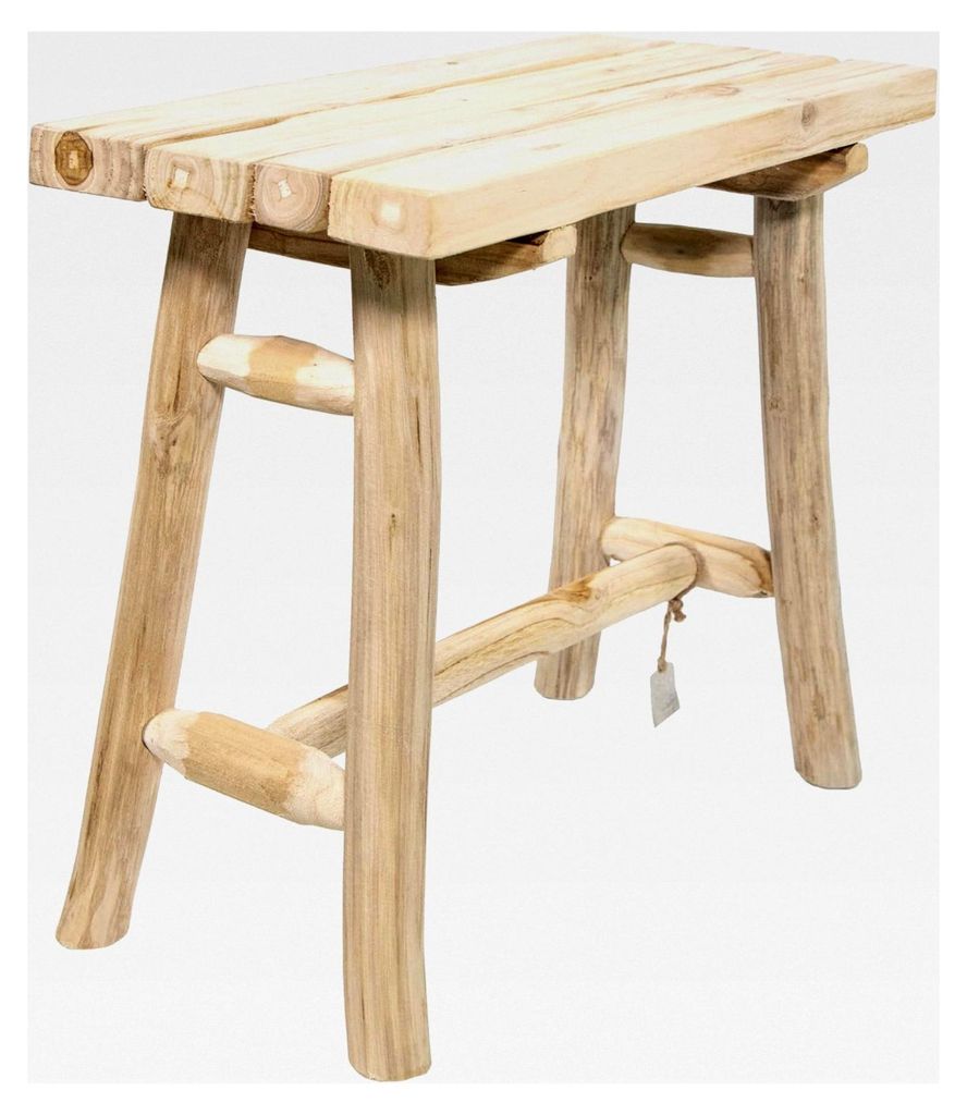 Teakholz-Hocker - Stabiler 4-Bein Blumenständer aus Massivholz, handgefertigt aus Echtholz, vielseitig und pflegeleicht, vormontiert - Ideal für ...