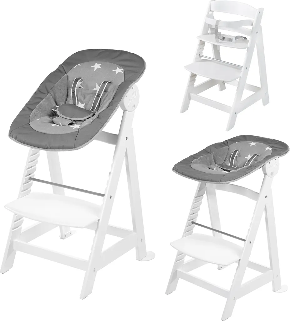 Chaise Haute Évolutive en Bois roba Born Up avec Transat Bébé Inclinable