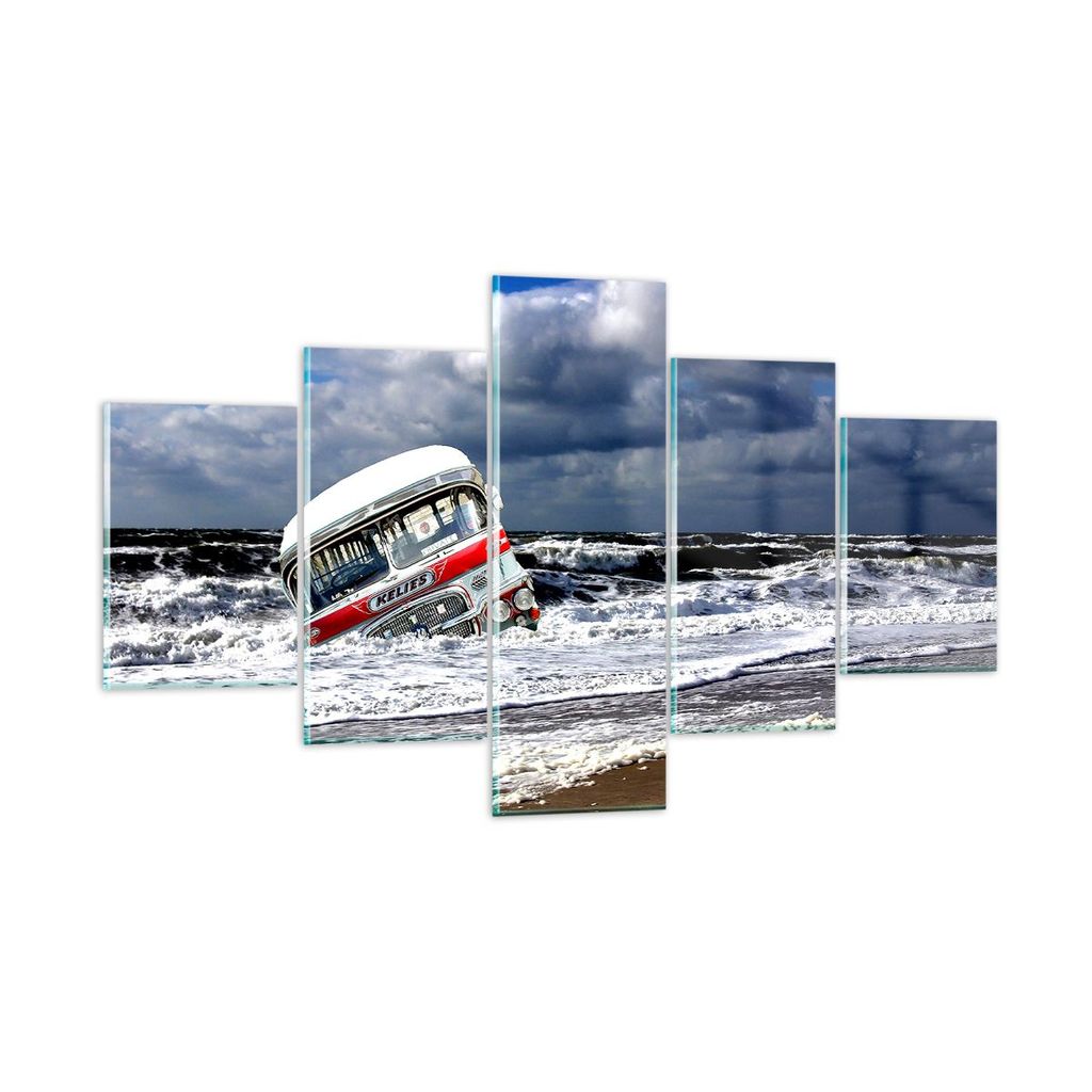 Bilder auf glas - Ozean Landschaft Auto - 125x70cm - Glasbilder - Wandbilder - Kunstdruck - zum Aufhängen bereit - Wanddekoration aus Glas - Glas ...