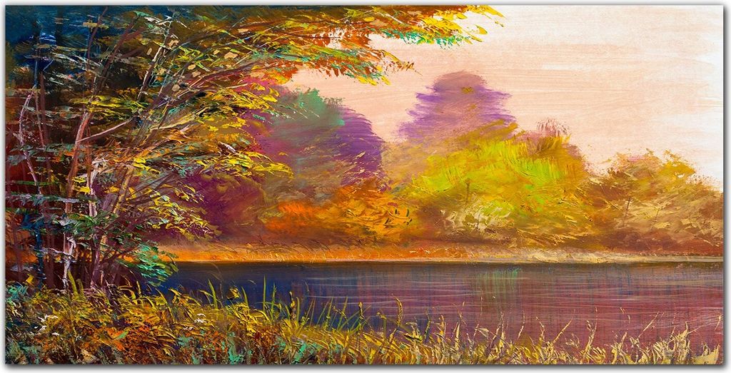 Coloray Bild aus Acryl 120 cm x 60 cm - Wohnzimmer Acrylblock mit Bild Wanddekoration Gehärtetes Acryl Dekoration Küche - Malerei Wasser Baum