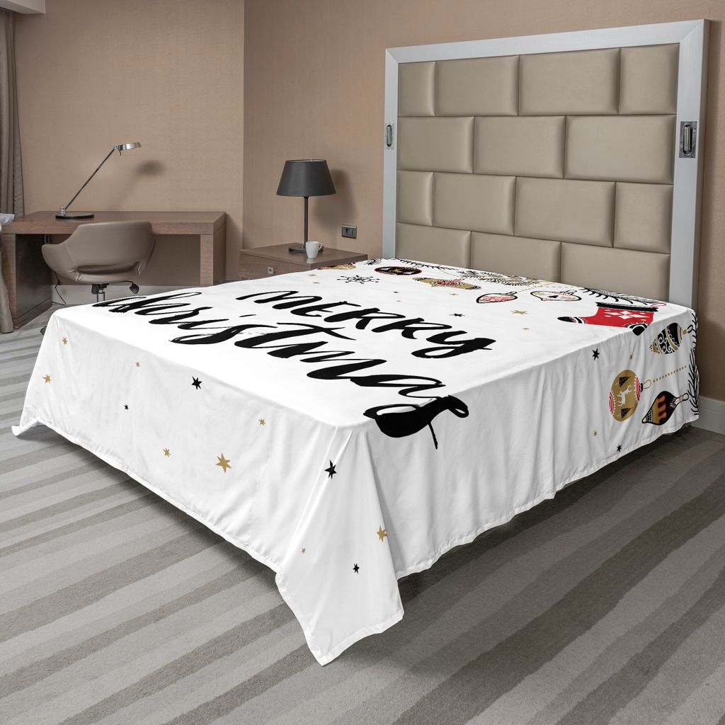 ABAKUHAUS Weihnachten Bettlaken, Fröhliches Weihnachtszitat mit der modernen Bürste, die kreativen Noel Phrase-inspirierend Druck beschriftet, we...