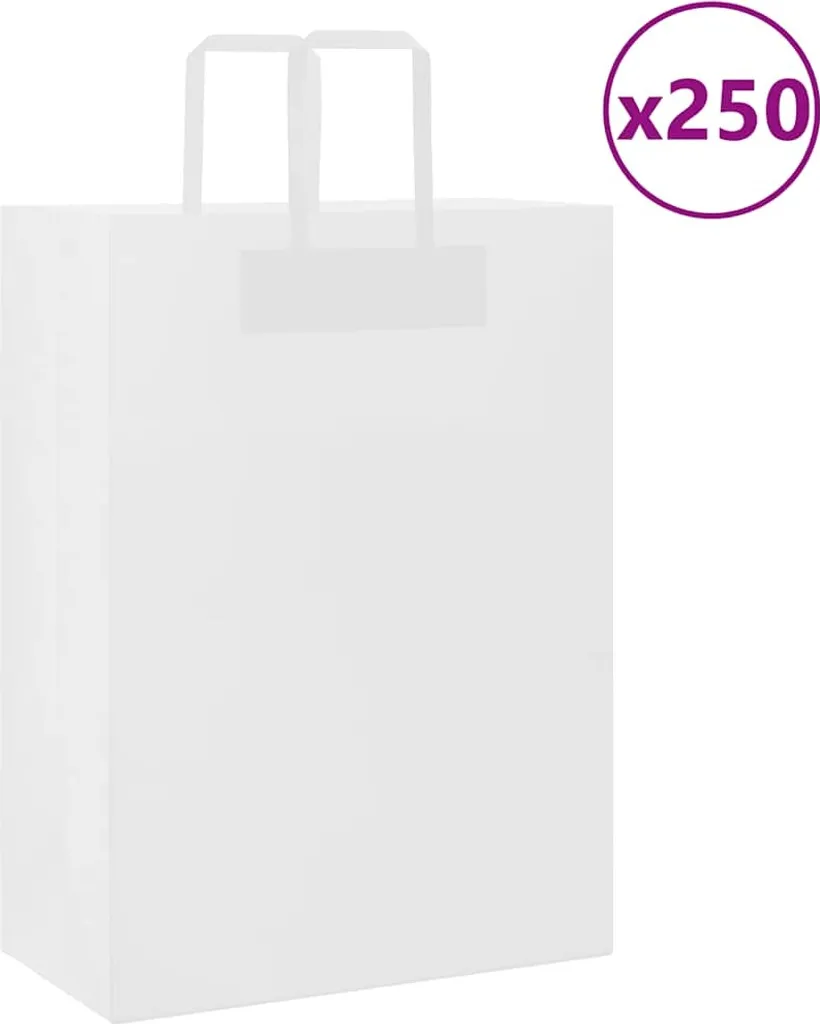 Shopper Ecologiche Carta Bianca 32x17x44 cm - Bio Packaging 250 pz