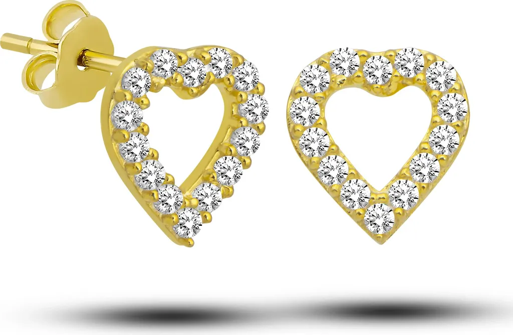 Boucles d'oreilles cœur argent doré 925 - Idée cadeau bijoux femme