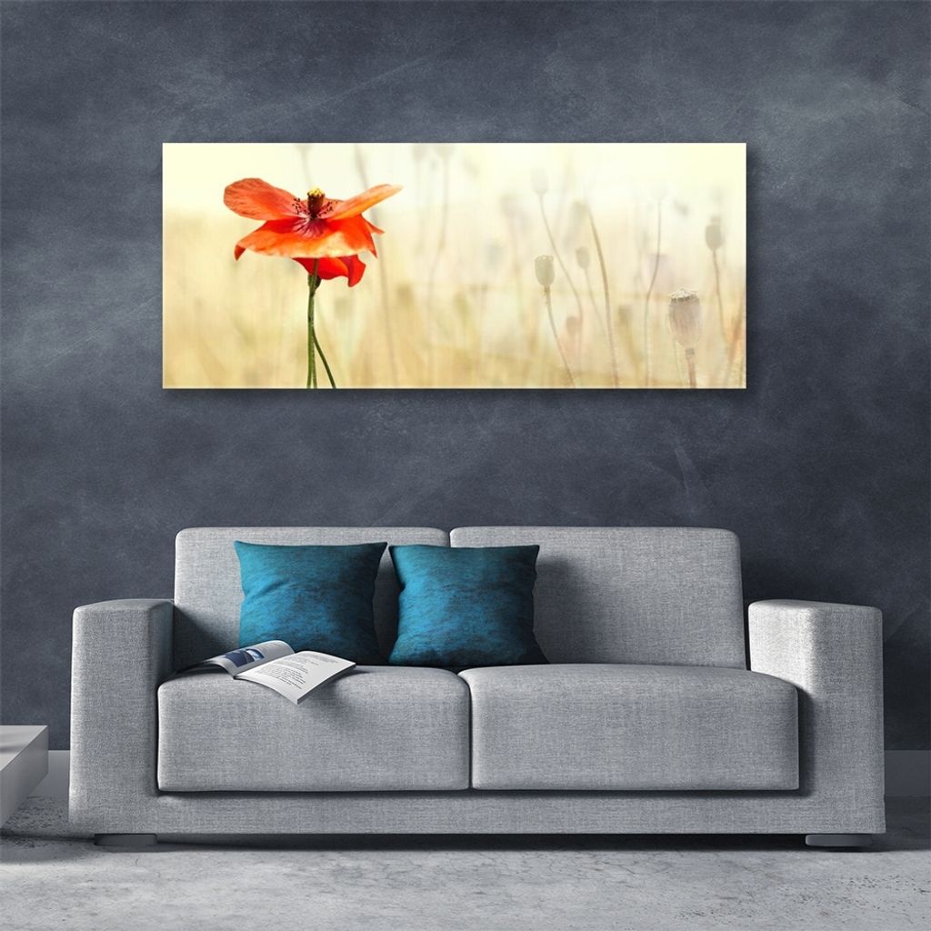 Acrylglasbilder 125x50 Wandbild Druck Mohnblume Pflanzen