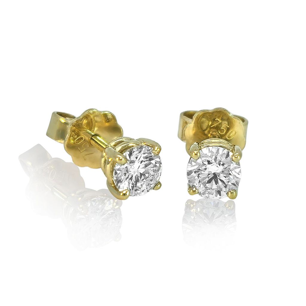 Brillant Diamant Ohrstecker Paar 750/- Gelbgold 18 Karat Gold 0,80 ct G/VS1