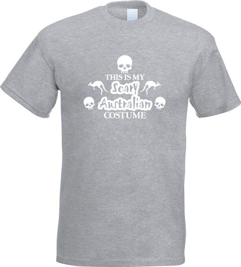 Kiwistar - T-Shirt - Graumeliert - My Scary Australian Costume Motiv Bedruckt Funshirt Design Print - mit Motiv Bedruckt - Funshirt Design - Sport ...