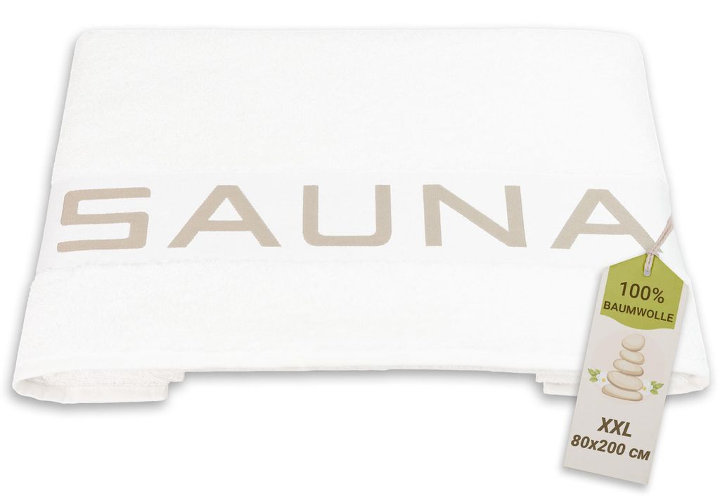Saunatuch aus Baumwolle, 100% Baumwolle, 80x200 cm, weiß Produktbild 