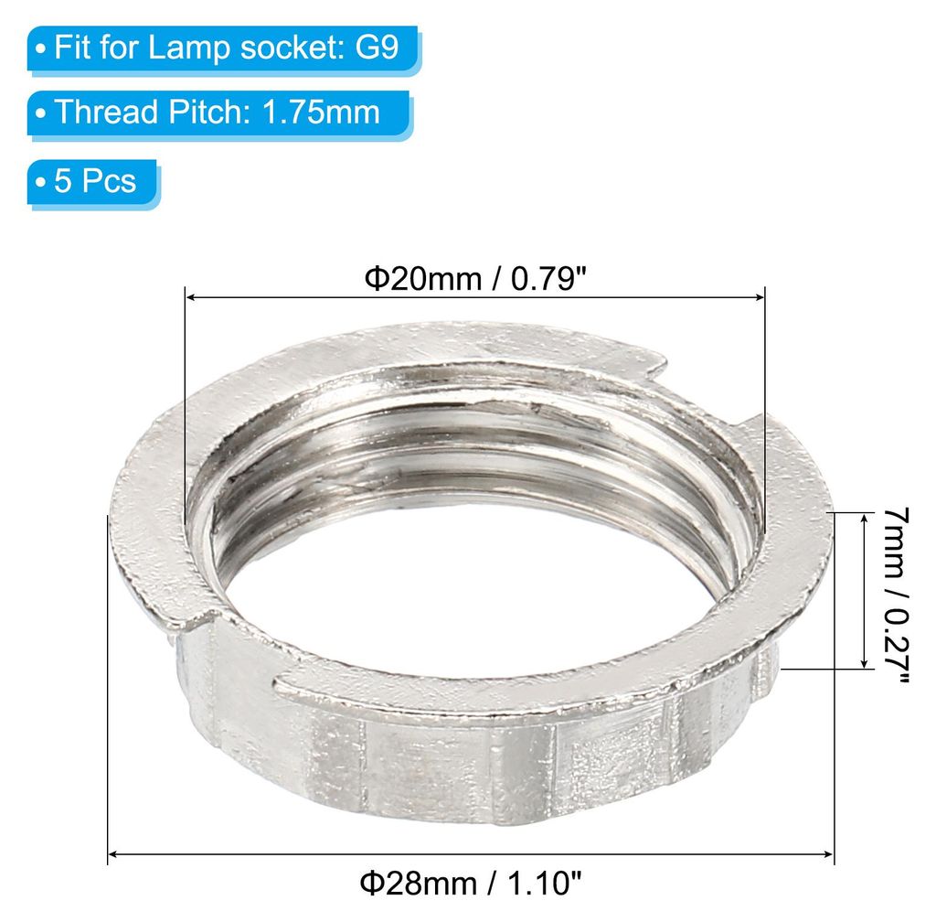 G9 Lampenfassung Ringe, 5er Pack Schirmhalter Adapter Legierung Ring Konverter Lampenhalter fš¹r Tisch- und Stehlampen mit einem Durchmesser von ...
