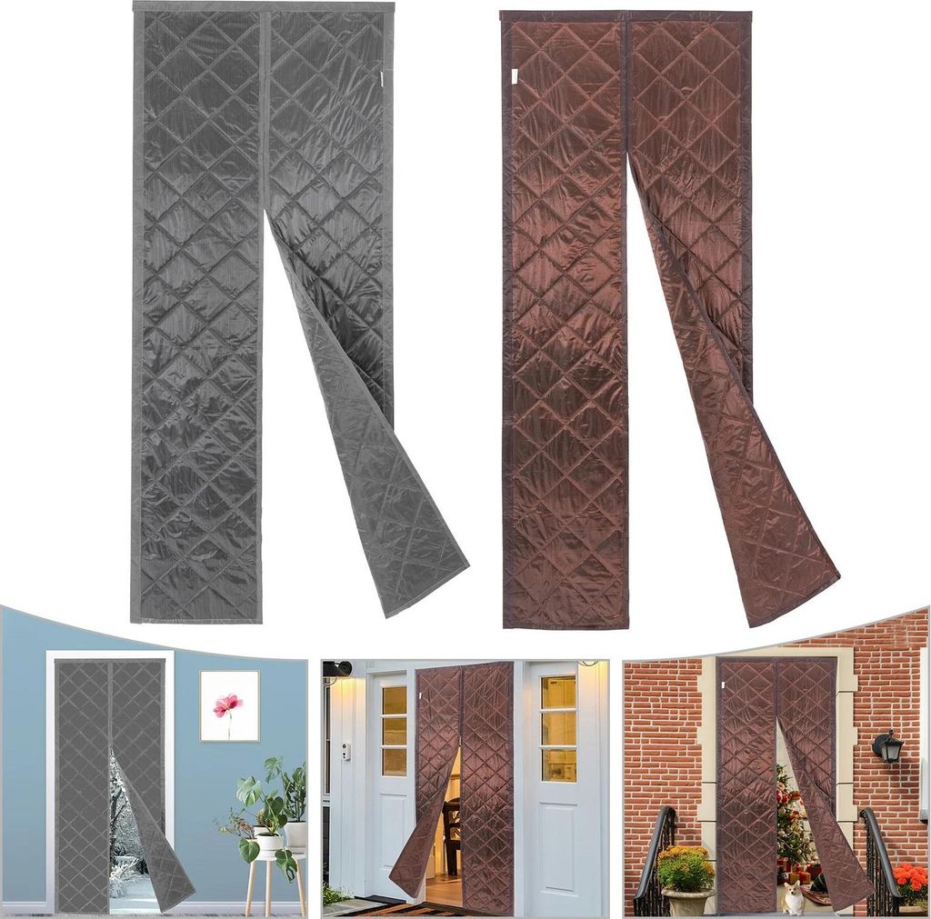 Magnetischer Thermo-Türvorhang - Isolierender Vorhang - Mittig öffnend - Wärmeisolierung - Zugluftstopp - Passend für Tür 81x203 cm - Größe ...