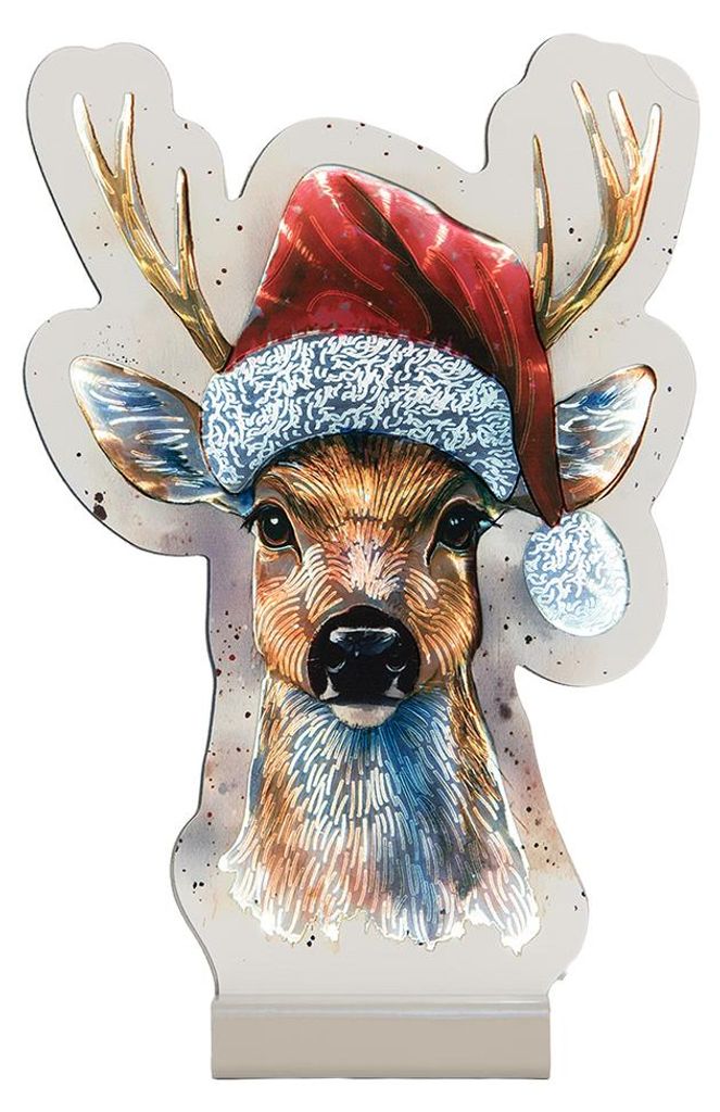 Clayre & Eef Weihnachts-Infinity-Spiegel-Lampe Hirsch 16x5x25 cm Braun Kunststoff