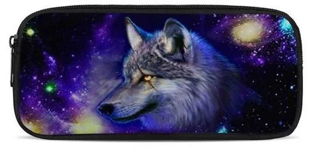 Blaue Galaxy Wolfschreibtischbox für Schule und Büro