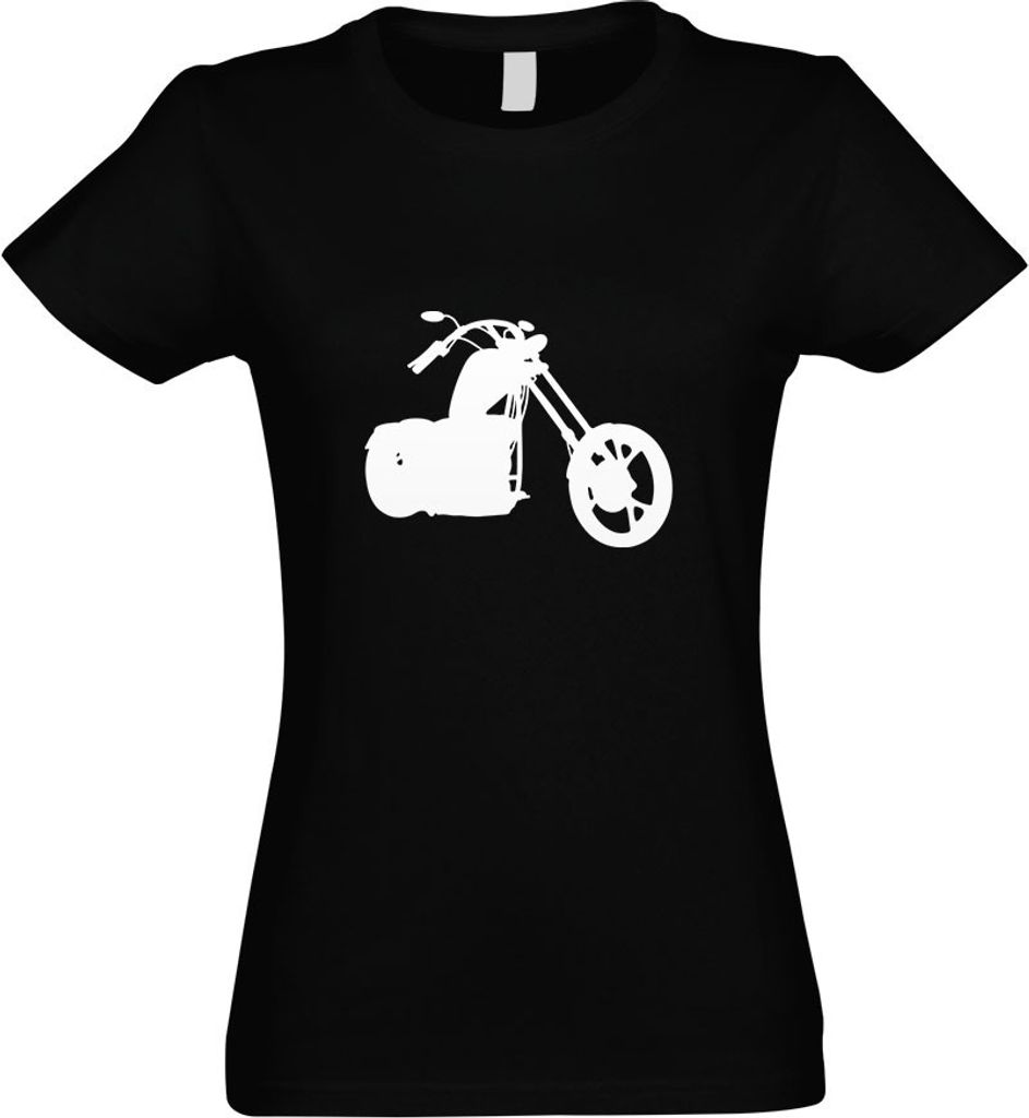 Kiwistar - T-Shirt tailliert - Damen - schwarz - Chopper - Motorrad - Bike - mit Motiv Bedruckt - Funshirt Design - Sport - Freizeit - Damen - L