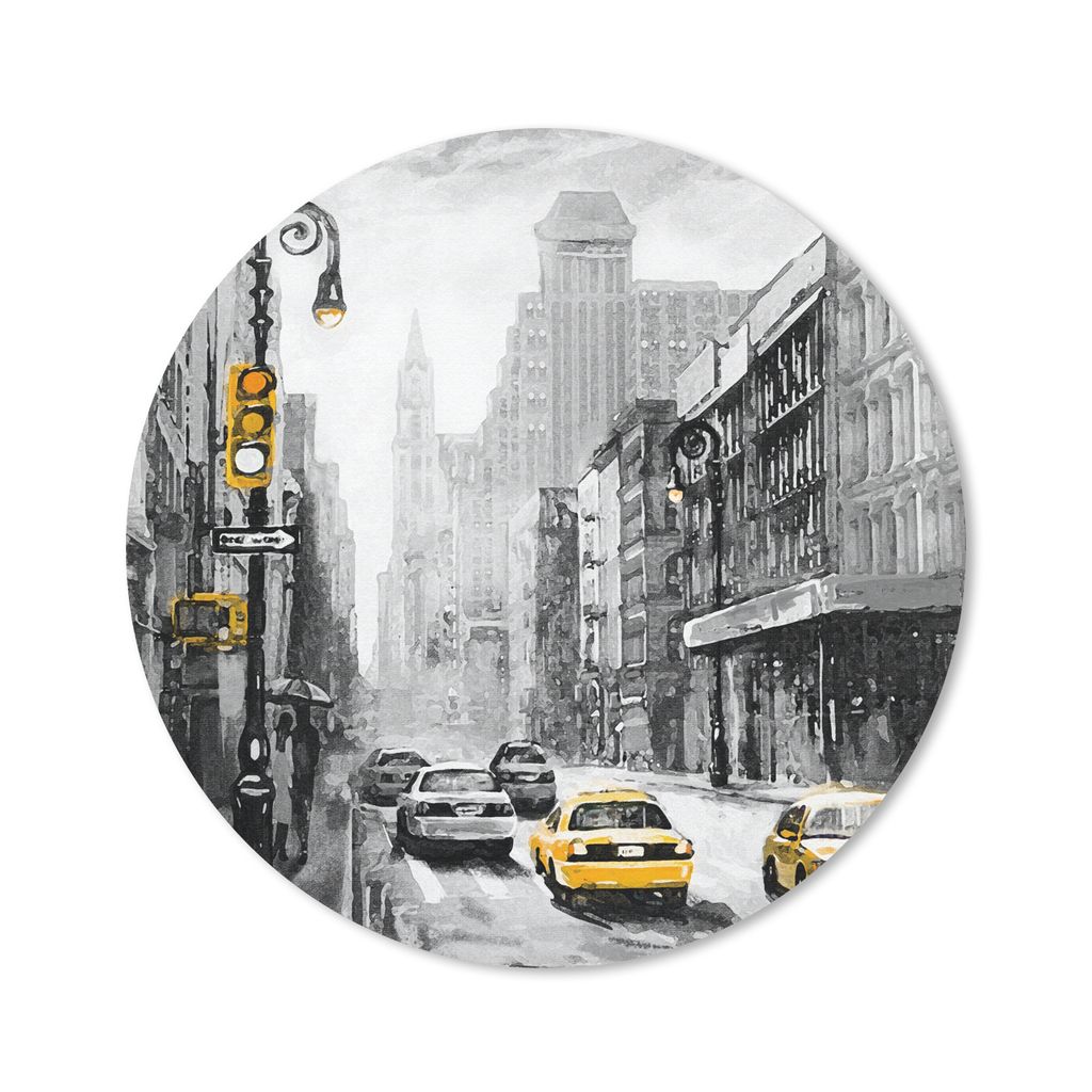 MuchoWow Mauspad Mousepad Gemälde - Ölfarbe - Stadt - Auto 50x50 cm - Mousepads - Maus Mat - Pad - Mausunterlage - Vinyl