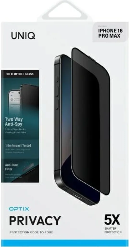 Recensione e Vendita Uniq Optix Privacy iPhone 16 Pro Max - Vetro 9H