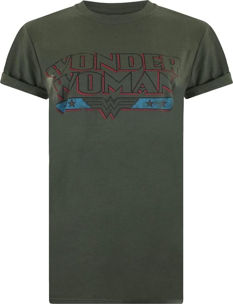 Wonder Woman - T-Shirt für Damen TV728 (S) (Militärgrün/Blau)