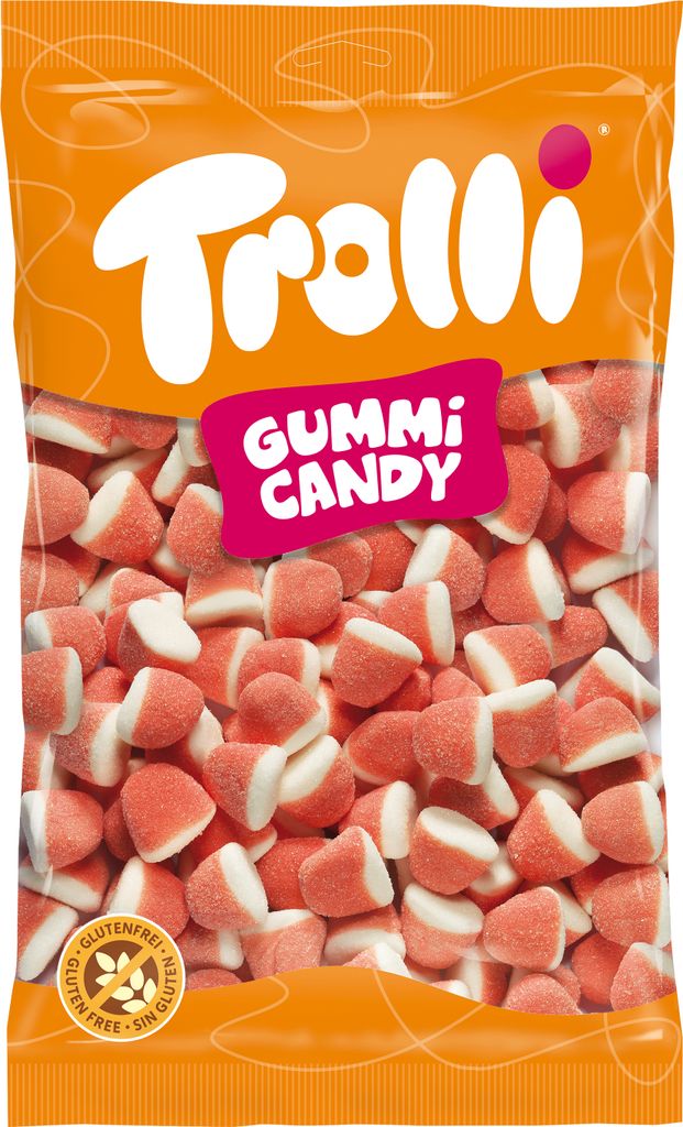 Fragole di schiuma Trolli, zucchero di schiuma, sacchetto Immagine del prodotto 