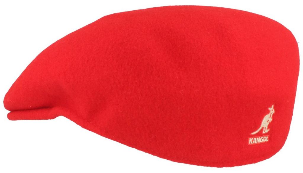 Kangol Flat Cap Schiebermütze 504 aus reiner Wolle in rot