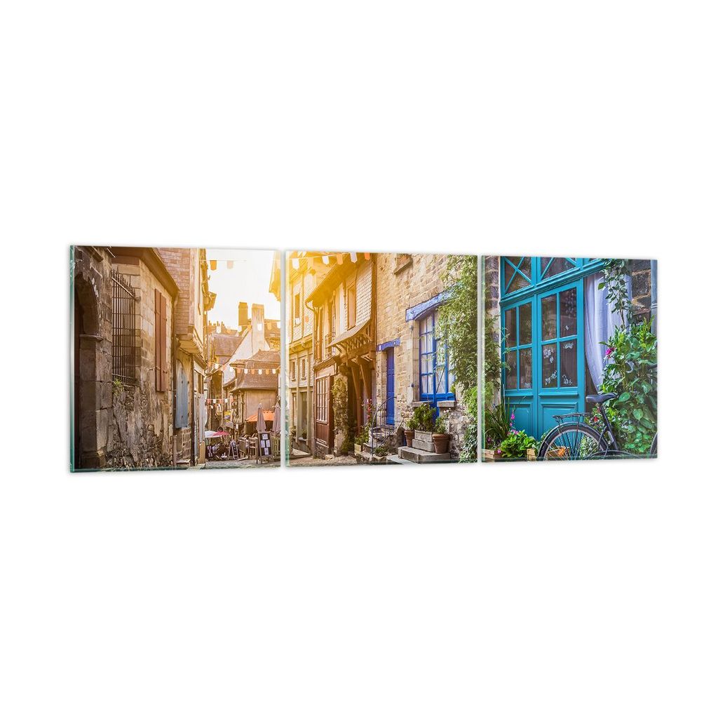 Bilder auf glas - stadt straße katze - 90x30cm - Glasbilder - Wandbilder - Kunstdruck - zum Aufhängen bereit - Wanddekoration aus Glas - Glas Bil...