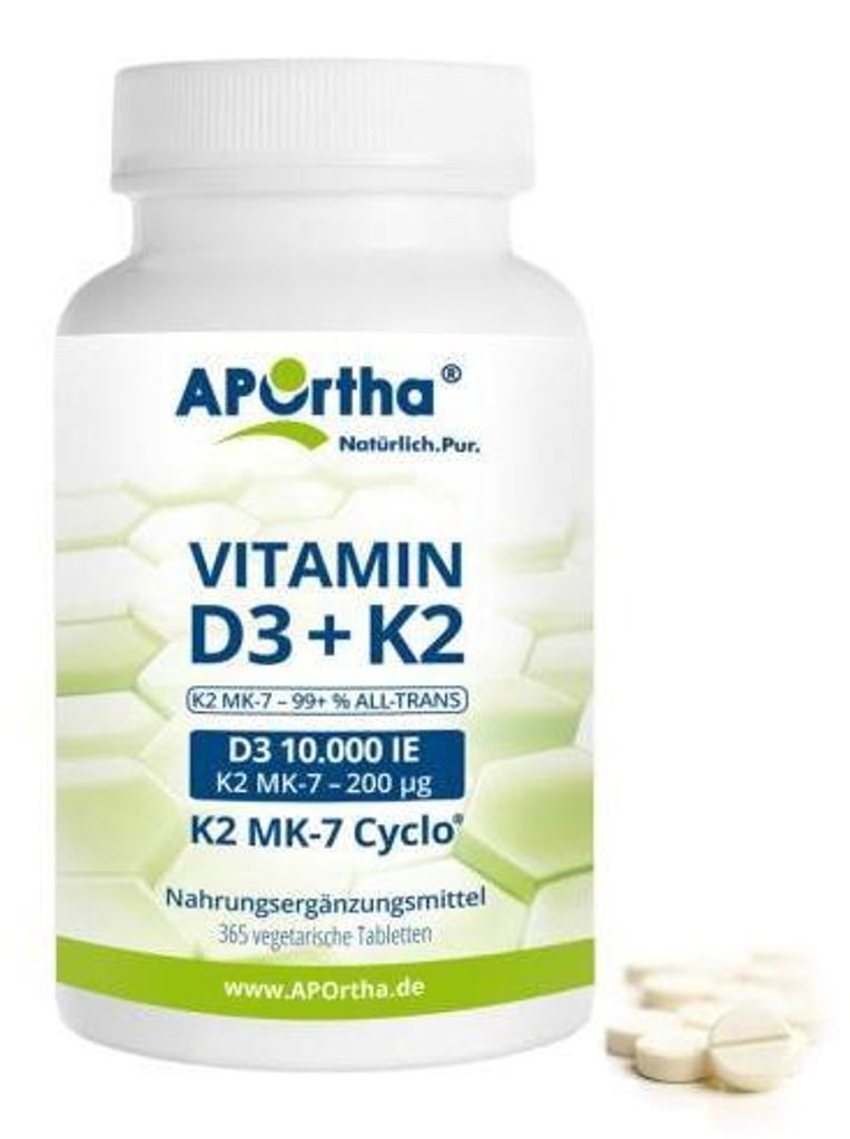 Vitamin D3 10.000 I.E.+Natto K2 200 μg Tabletten 365 St Produktbild 