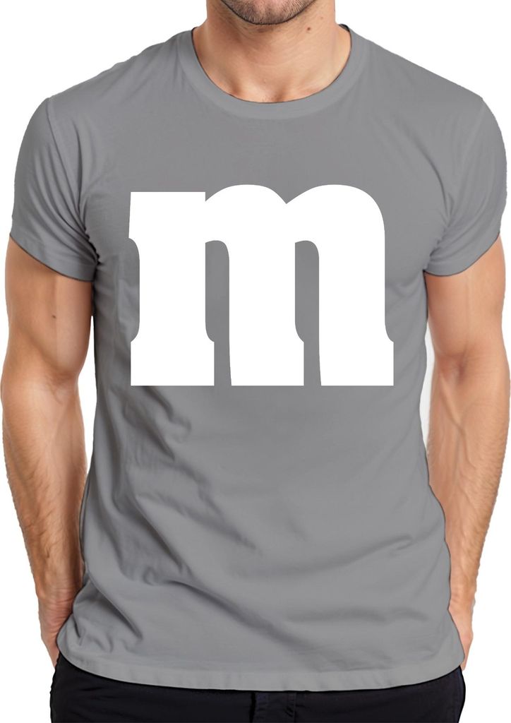 Monogramm m weißer Buchstabe Karneval Fasching fünfte Jahreszeit Herren T-Shirt, Grau, XXL