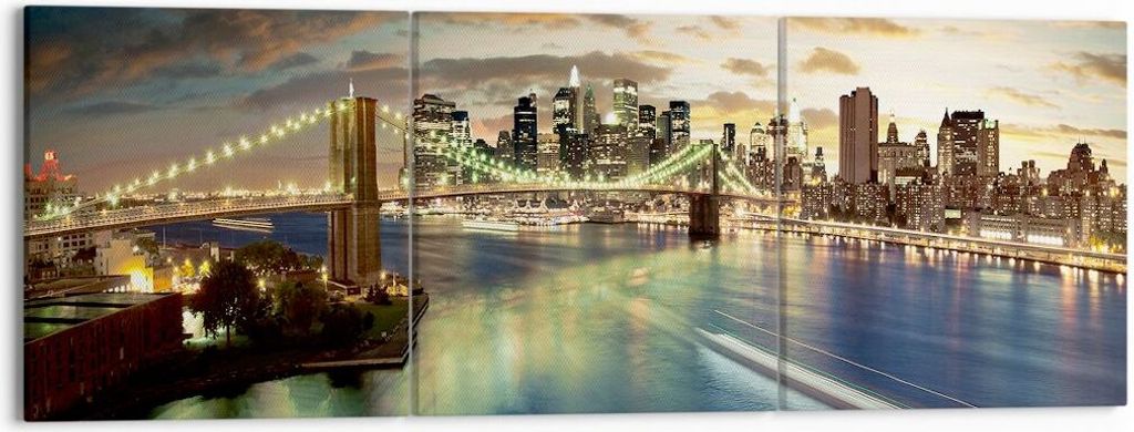 Bild auf Leinwand - Leinwandbild - Amerika Architektur New York - 150x50cm - Wand Bild - Wanddeko - Leinwanddruck - Bilder - Kunstdruck - Wanddekor...