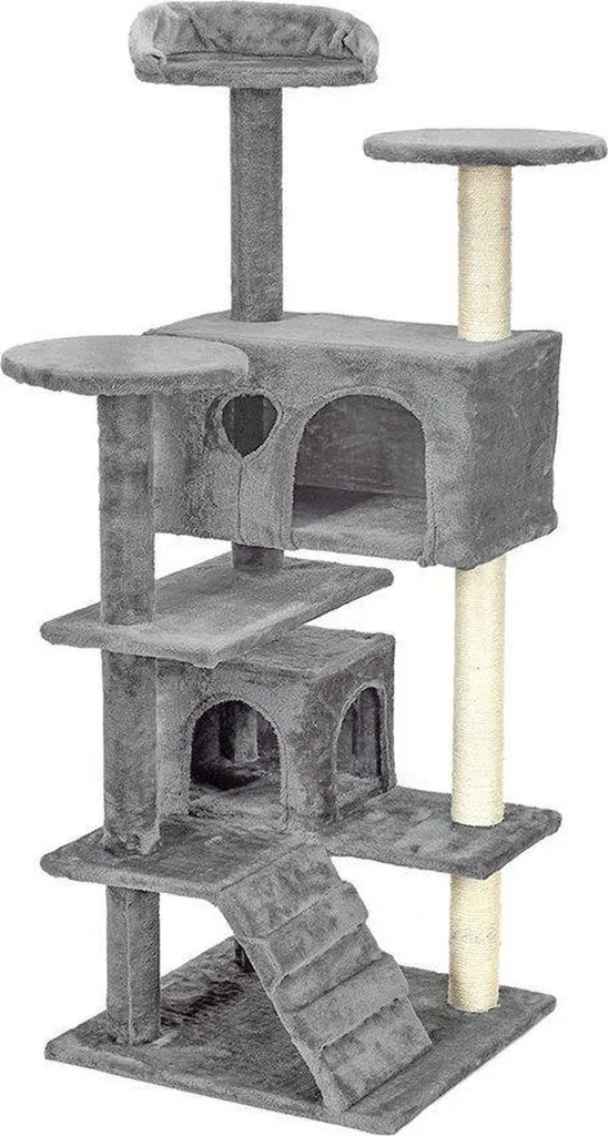 Arbre à chat gris 131 cm - Évitez les griffures sur vos meubles