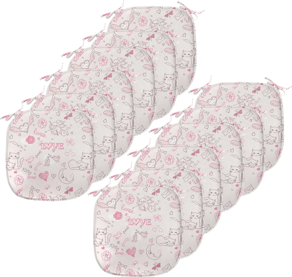 Set de 12 Galettes pour Chaises de Cuisine avec Sangles de Fixation 40cm