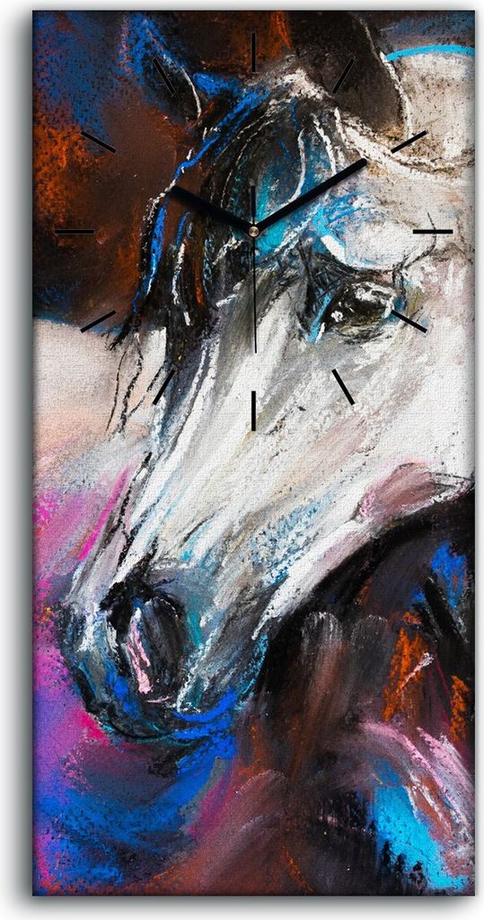 Küche Wohnzimmer Wand Leinwand Uhr 30x60 Wand Kunst Bild Lackierung Pferd bunte - schwarze Hände