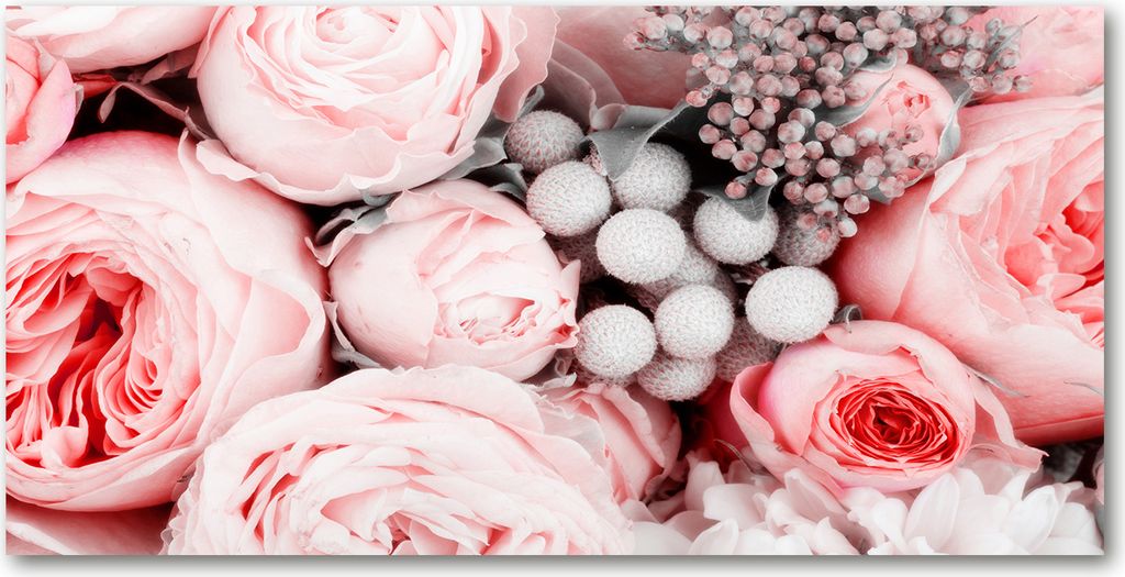 Tulup Leinwandbild - 140x70 cm - Wandkunst - Drucke auf Leinwand - Leinwanddruck - Blumen & Pflanzen - Rosa - Blumenstrauß