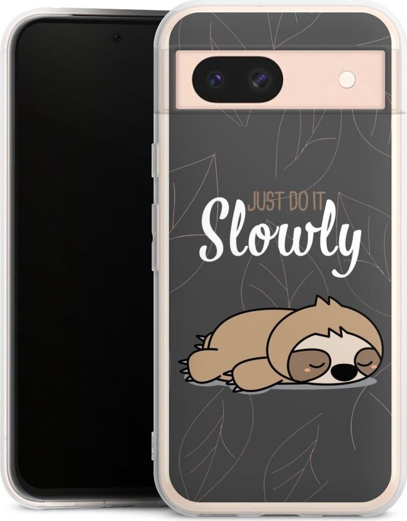 DeinDesign Handyhülle für Google Pixel 8a Silikon Hülle Case Smartphone Schutzhülle Faultier Sprüche lazy sunday