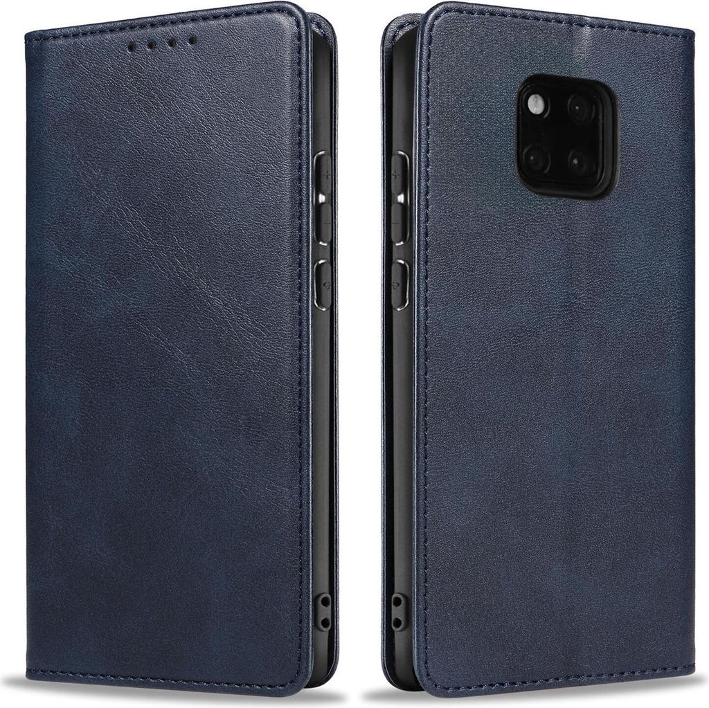 Handyhülle für Huawei Mate 20 Pro Kunstleder Flip Cover Hülle Handytasche Case Kartenfach Farbe: Blau