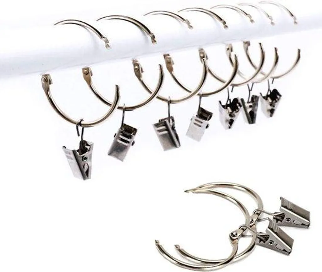 Crochets Rideaux Inox 35 cm Argentés Lot de 25 à Installation Facile