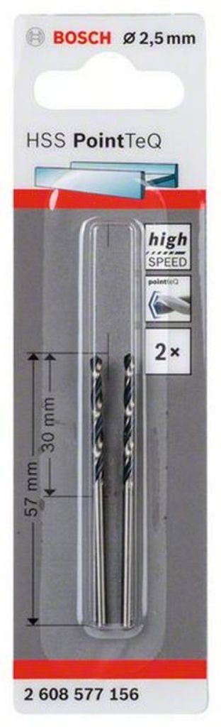 Forets hélicoïdaux à métaux HSS PointTeQ, DIN 338, 2,5 mm, Image du produit 