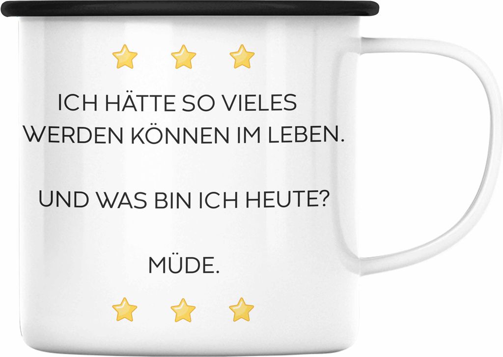 Trendation - Lustige Emaille Tasse mit Spruch für Frauen Männer Arbeit Büro Lustig Emaille Tassen Becher mit Sprüchen Kollegin Geschenk Sarkasm...