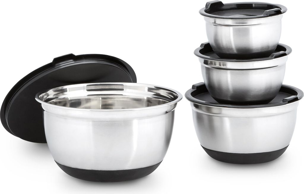 relaxdays 10019120_305 relaxdays Schüssel-Set BOWLY silber Immagine del prodotto 