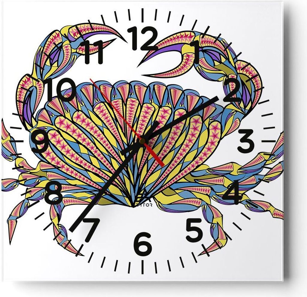 Wanduhr - Quadrat - Glasuhr - Lebensmittel Abbildung Natur Schale - 30x30cm - Schleichendes Uhrwerk - Lautlos - zum Aufhängen bereit - Dekoration ...