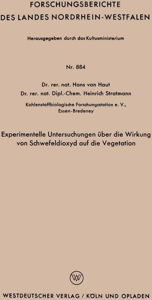 Experimentelle Untersuchungen über die Wirkung von Schwefeldioxyd auf die Vegetation