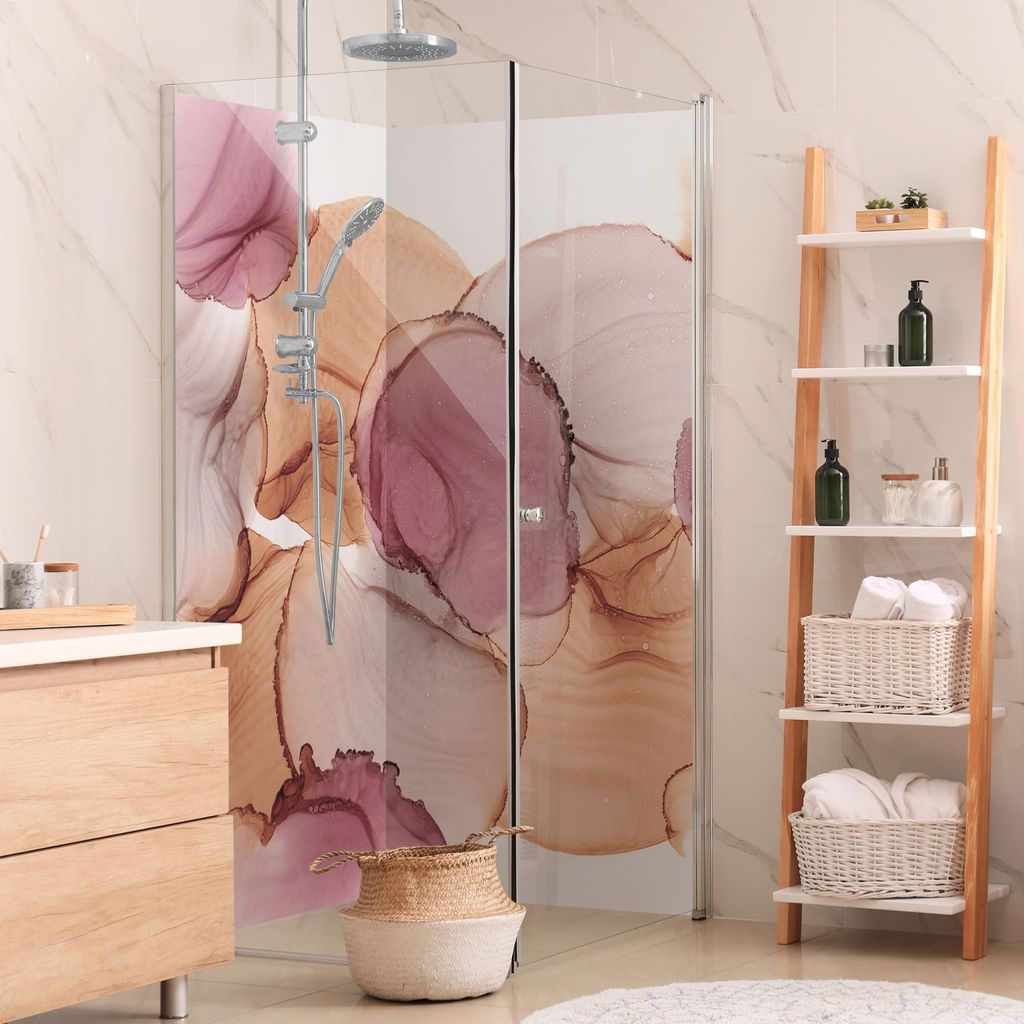 Duschrückwand Muster selbstklebend - 0.61 mm Wandpaneel wasserfest Design violett Badrückwand fugenlos Premium matt 80x190 cm