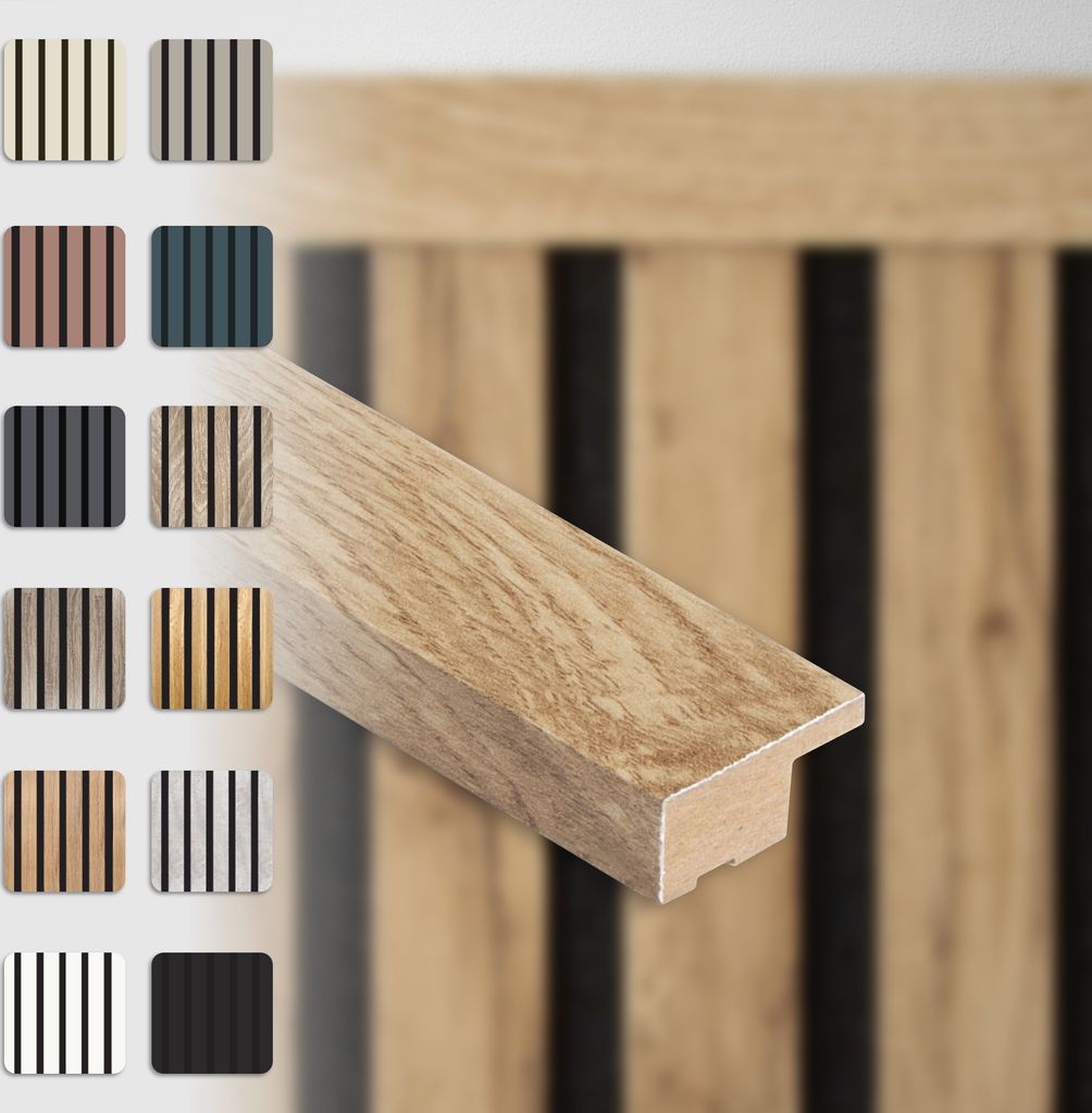 HEXIM Abschlussleiste 275x2,7cm passend für unsere Akustikpaneele - flexible Lamellenwand Holz MDF Wandpanelee Lamellenverkleidung Wandverkleidung...