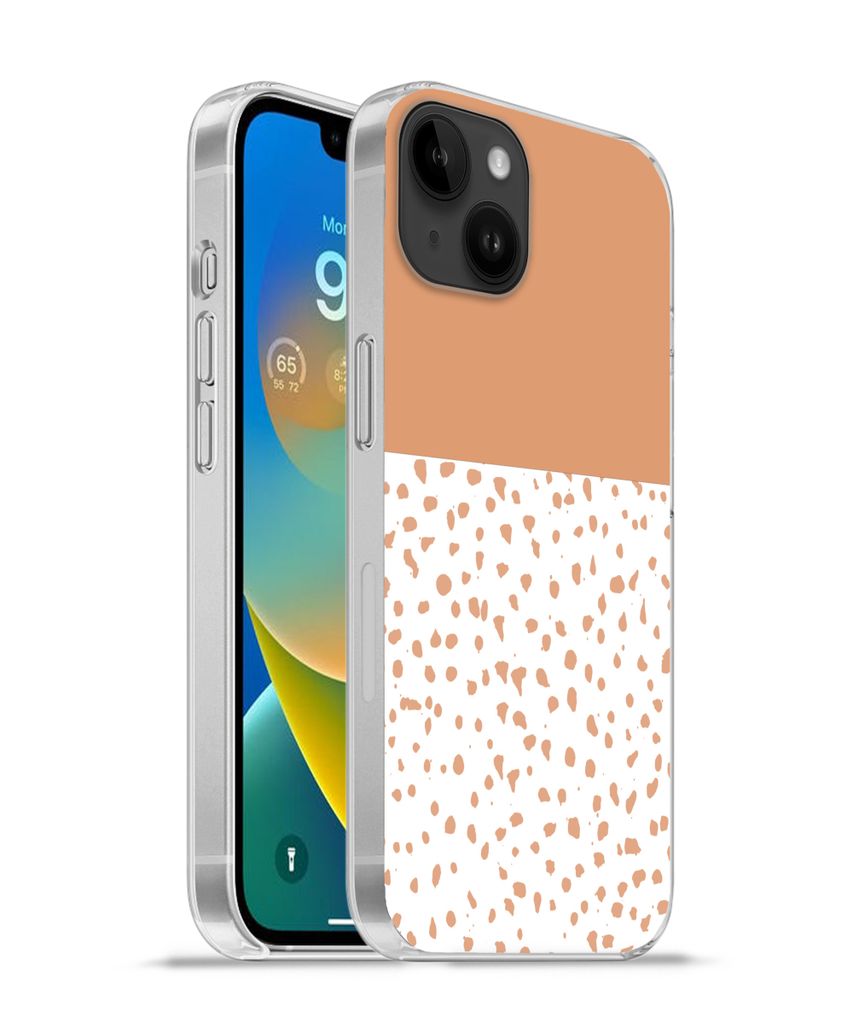 MuchoWow Handyhülle Schutzhülle Hülle für Apple iPhone 14 Plus - Soft case Tupfen - Orange - Weiß Silikon Softcase Handy Hülle - Abbildung