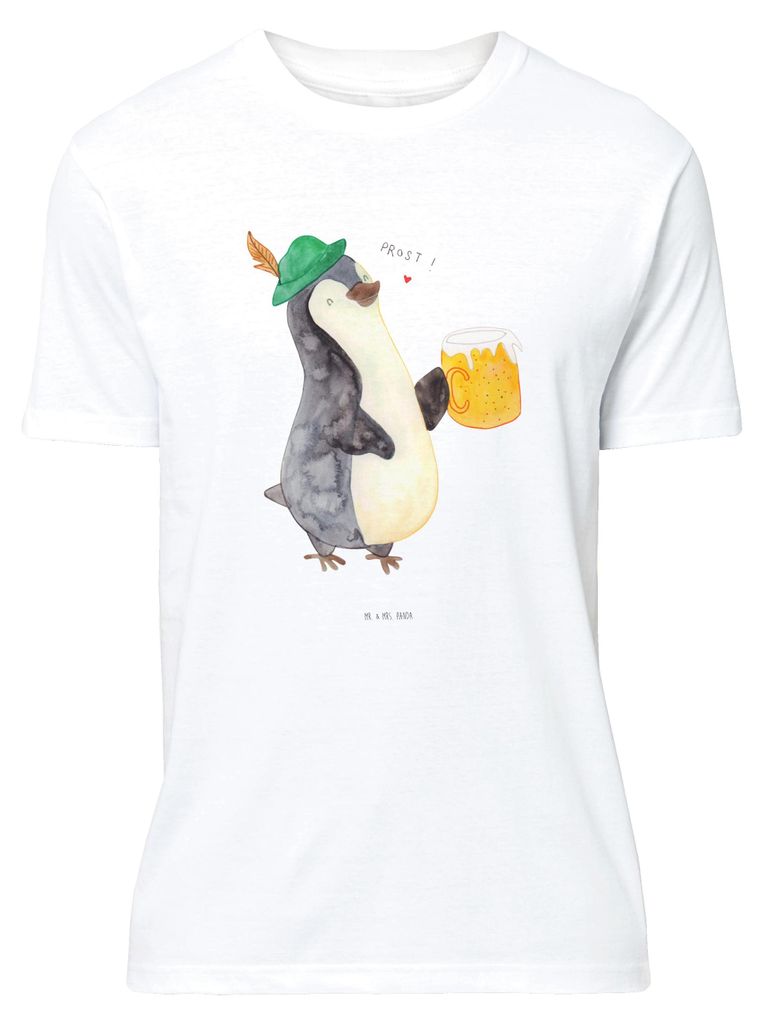 Mr. & Mrs. Panda T-Shirt Pinguin Bier - Weiß - Geschenk, V-Ausschnitt, Beschwippst, Tshirt, oberteil, , S, Baumwoll