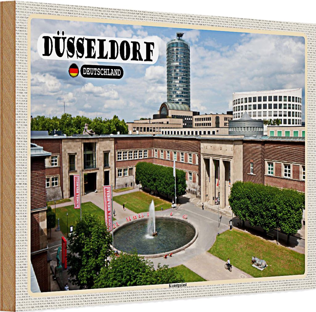 Holzschild Städte Düsseldorf Ehrenhof Kunstpalast 30x20cm