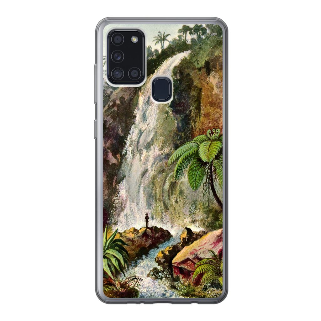 MuchoWow Handyhülle Schutzhülle Hülle für Samsung Galaxy A21s Wasserfall - Kunst - Alte Meister Silikon Softcase Handy Hülle - Hartschale