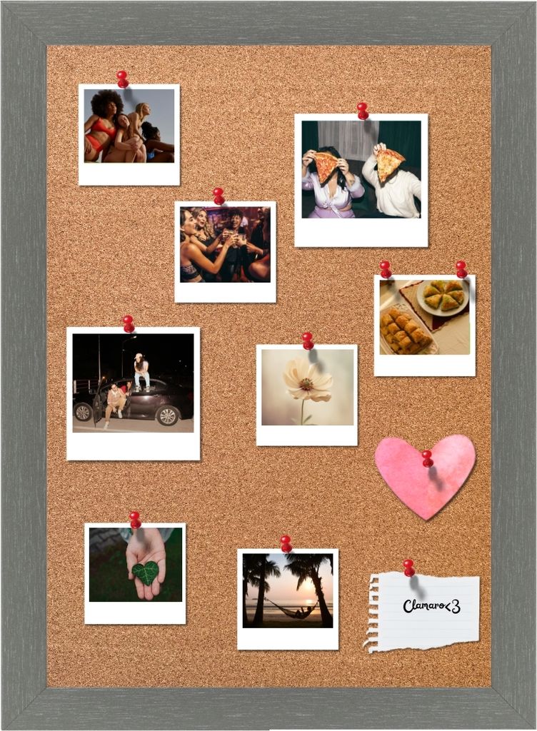 Kork Memo Pinnwand – Pinboard Korktafel Pinnbrett mit 10 Stecknadeln Clamaro, Farbe M30:Stahlgrau, Größe:40x30